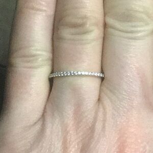 Elegant Silver Band with Sparkling cz Accents